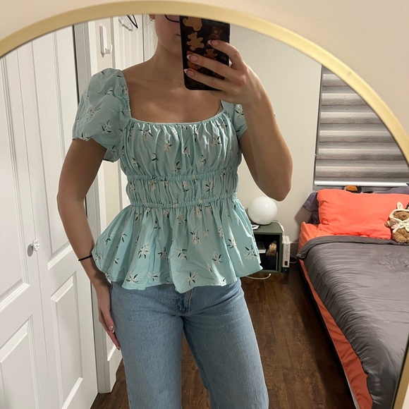 kate spade Tops - Kate Spade Floral Puff Sleeve Top